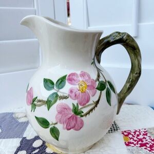 Vintage Franciscan Desert Rose Pottery Pitcher Pink Green 9" Flying F